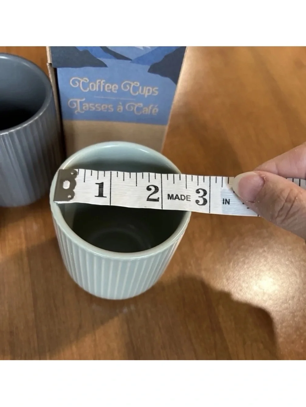 Norwex Ribbed Ceramic Coffee Cups Trio - White, Gray, Blue-Green